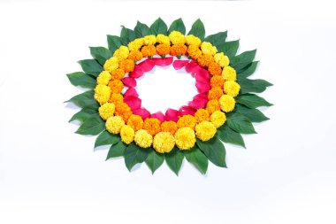 Kadife çiçeği çiçek rangoli Diwali festivali, Hint Festivali çiçek dekorasyon için tasarım