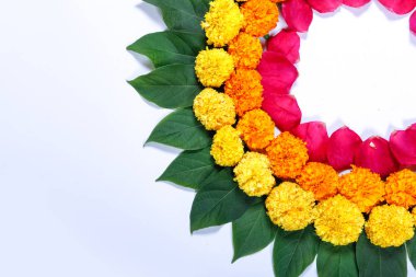 Kadife çiçeği çiçek rangoli Diwali festivali, Hint Festivali çiçek dekorasyon için tasarım