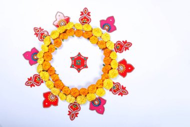 Kadife çiçeği çiçek rangoli Diwali festivali, Hint Festivali çiçek dekorasyon için tasarım