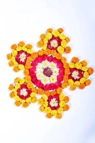Ringblomma Blomma Rangoli Design För Diwali Festival Indiska Festival Blomma — Stockfoto