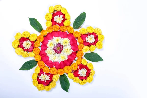 Caléndula Flor Rangoli Diseño Para Decoración Flor Festival Indio Diwali — Foto de Stock