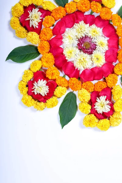 Calêndula Flor Rangoli Projeto Para Festival Diwali Decoração Flor Festival — Fotografia de Stock