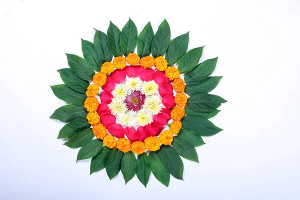 Caléndula Flor Rangoli Diseño Para Decoración Flor Festival Indio Diwali — Foto de Stock