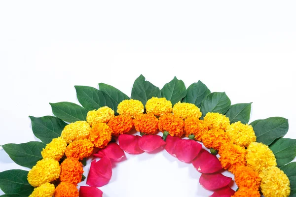 Calêndula Flor Rangoli Projeto Para Festival Diwali Decoração Flor Festival — Fotografia de Stock