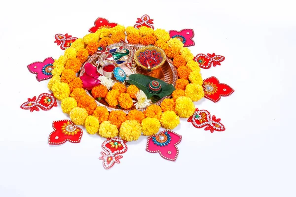 Indian Festival Diwali Pooja Thali — Photo