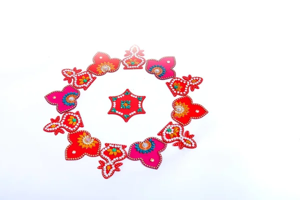 Calendula Fiore Rangoli Design Diwali Festival Decorazione Fiore Indian Festival — Foto Stock