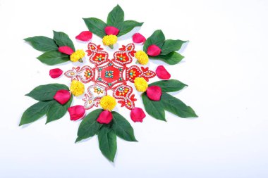 Kadife çiçeği çiçek rangoli Diwali festivali, Hint Festivali çiçek dekorasyon için tasarım