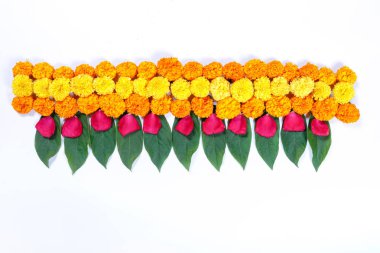 Kadife çiçeği çiçek rangoli Diwali festivali, Hint Festivali çiçek dekorasyon için tasarım