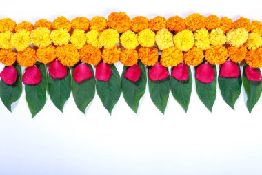 Kadife çiçeği çiçek rangoli Diwali festivali, Hint Festivali çiçek dekorasyon için tasarım