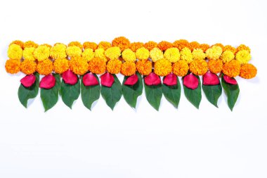 Kadife çiçeği çiçek rangoli Diwali festivali, Hint Festivali çiçek dekorasyon için tasarım