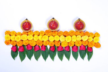 Kadife çiçeği çiçek rangoli Diwali festivali, Hint Festivali çiçek dekorasyon için tasarım