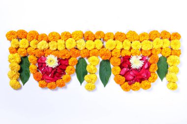 Kadife çiçeği çiçek rangoli Diwali festivali, Hint Festivali çiçek dekorasyon için tasarım
