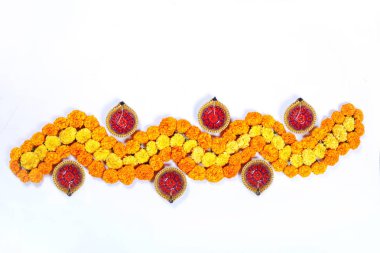 Kadife çiçeği çiçek rangoli Diwali festivali, Hint Festivali çiçek dekorasyon için tasarım