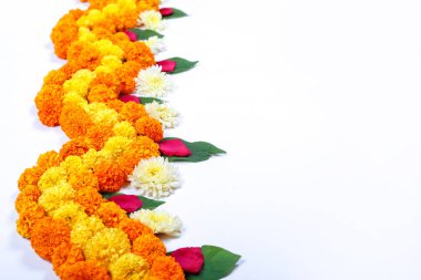 Kadife çiçeği çiçek rangoli Diwali festivali, Hint Festivali çiçek dekorasyon için tasarım