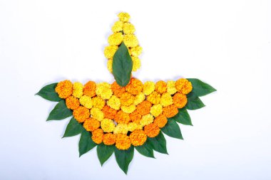 Kadife çiçeği çiçek rangoli Diwali festivali, Hint Festivali çiçek dekorasyon için tasarım