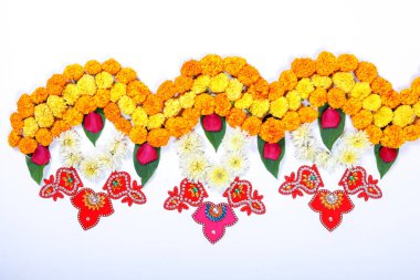 Kadife çiçeği çiçek rangoli Diwali festivali, Hint Festivali çiçek dekorasyon için tasarım