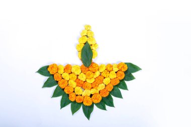 Kadife çiçeği çiçek rangoli Diwali festivali, Hint Festivali çiçek dekorasyon için tasarım