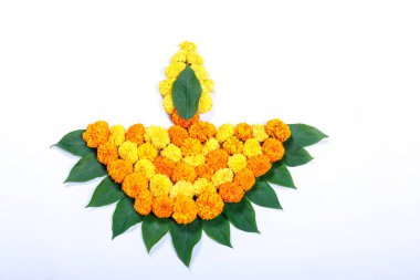 Kadife çiçeği çiçek rangoli Diwali festivali, Hint Festivali çiçek dekorasyon için tasarım