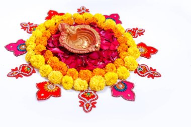 Kadife çiçeği çiçek rangoli Diwali festivali, Hint Festivali çiçek dekorasyon için tasarım