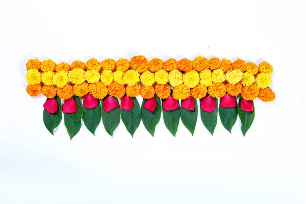 Kadife çiçeği çiçek rangoli Diwali festivali, Hint Festivali çiçek dekorasyon için tasarım