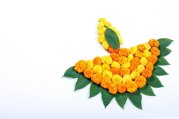 Calêndula Flor Rangoli Projeto Para Festival Diwali Decoração Flor Festival — Fotografia de Stock
