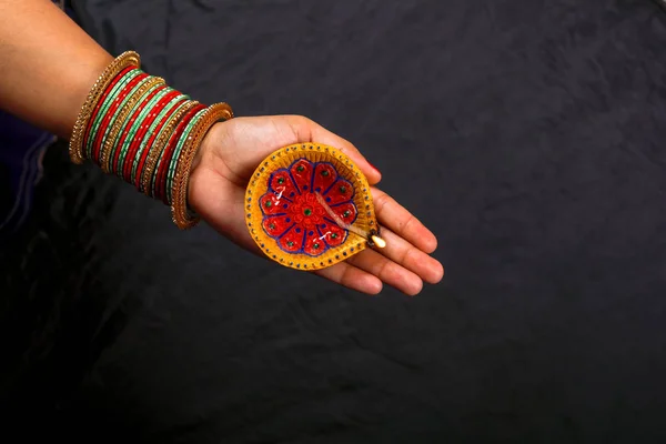 Indian Festival Diwali Lamp Hand — Stock Photo, Image