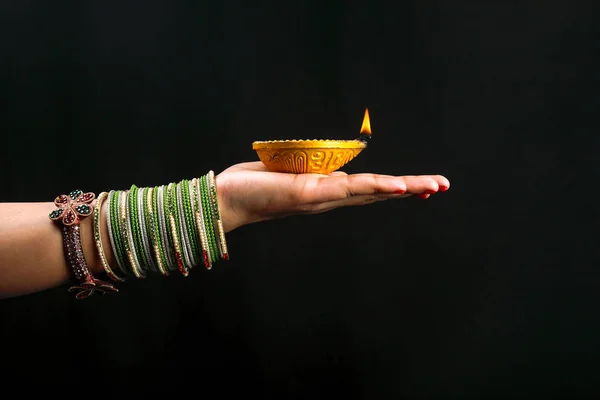 Festival Indio Diwali Lámpara Mano — Foto de Stock