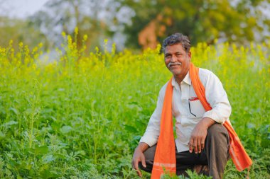 Siyah hardal Field'da Hintli çiftçi 