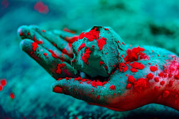 Kleur Hand Indian Festival Holi — Stockfoto