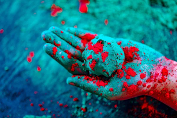 Цвет Руке Индийский Фестиваль Холи — стоковое фото