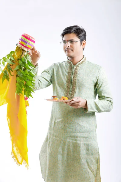 Gudi Padwa Marathi Yeni Yıl Genç Hint Kutluyor Gudi Padwa — Stok fotoğraf