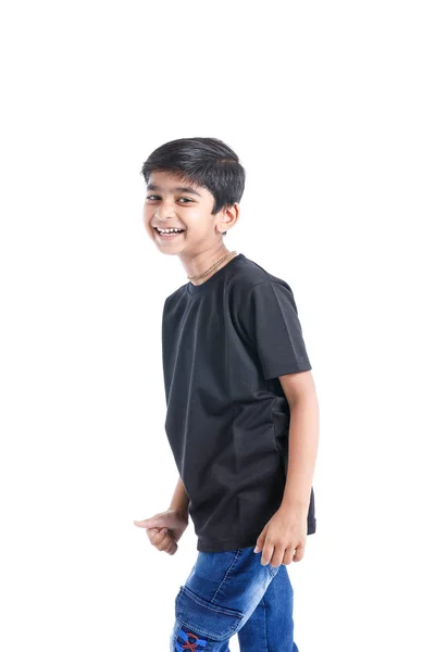 Cute Indian Little Boy Playing Running Giving Multiple Expression — Stock Photo, Image