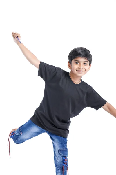 Cute Indian Little Boy Playing Running Giving Multiple Expression — Φωτογραφία Αρχείου