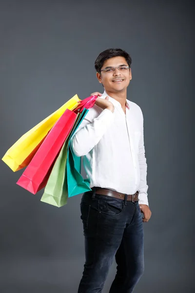 Indian Man Shopping Bags — Stok fotoğraf