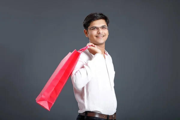 Young Indian Man Shopping Bags — 图库照片