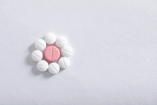 Medicine Tablets White Background Pharmacy Theme — Stock Photo, Image