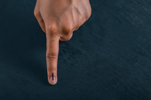 Indian Voter Hand Voting Sign Casting Vote Election — Foto Stock