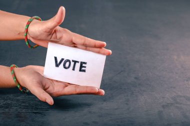 Indian Voter hand with voting sign after casting vote in election