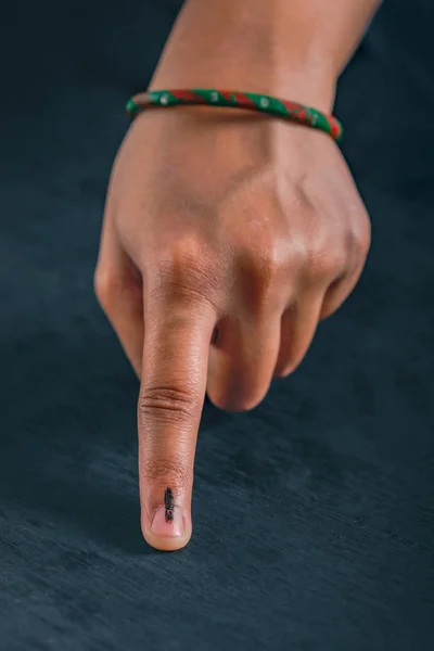 Indian Voter Hand Voting Sign Casting Vote Election — Stock fotografie