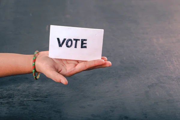 Indian Voter Hand Voting Sign Casting Vote Election — Stock Photo, Image