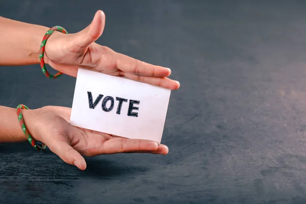 Indian Voter Hand Voting Sign Casting Vote Election — Foto Stock