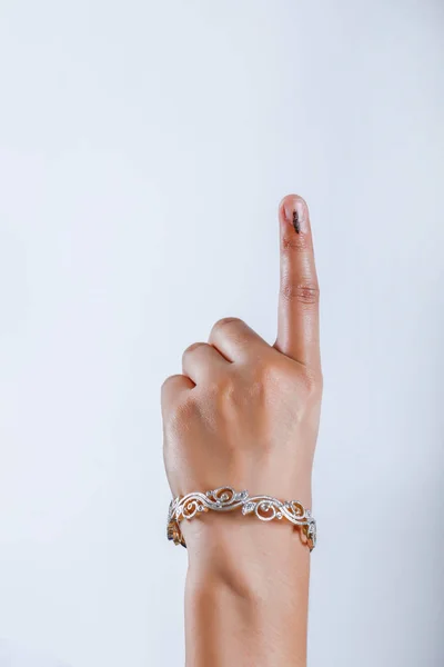 Indian Voter Hand Voting Sign Casting Vote Election — Stockfoto