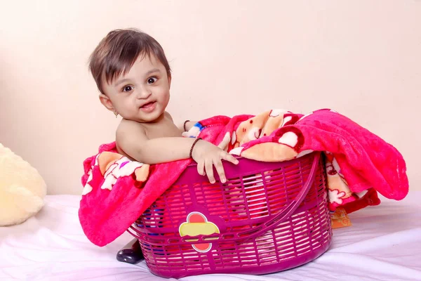 Cute Indian Baby Child Playing Toy — Zdjęcie stockowe