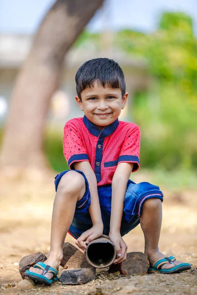 Cute Indian Little Boy Playing Outdoor — Stock Fotó