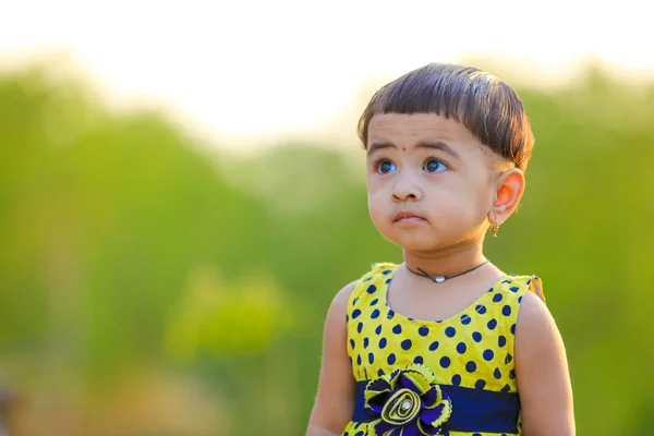 Cute Indian Baby Girl Playing Park — Stock Photo, Image