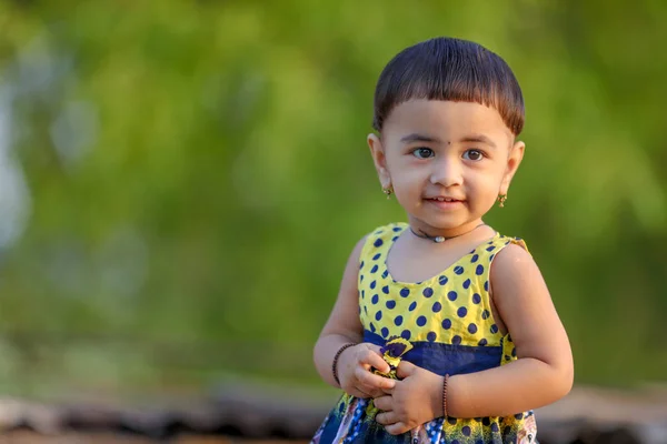 Cute Indian Baby Girl Playing Park — Stock Photo, Image