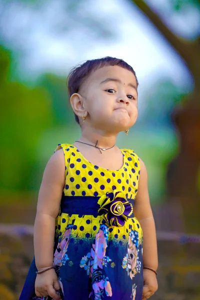 Cute Indian Baby Girl Playing Park — Stock Photo, Image