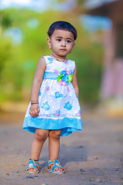 Cute Indian Baby Girl Playing Park — Stock Photo, Image