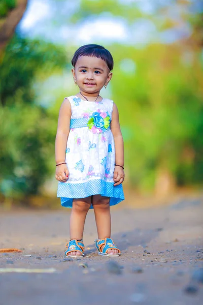 Cute Indian Baby Girl Playing Park — Stock Photo, Image