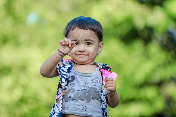 Індійська Маленька Дівчинка Дитини Грати — стокове фото